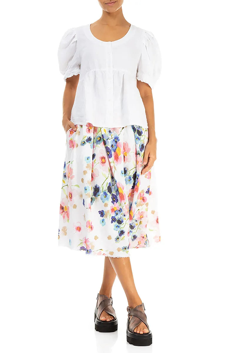 Soft Volume Sleeve White Linen Shirt 4