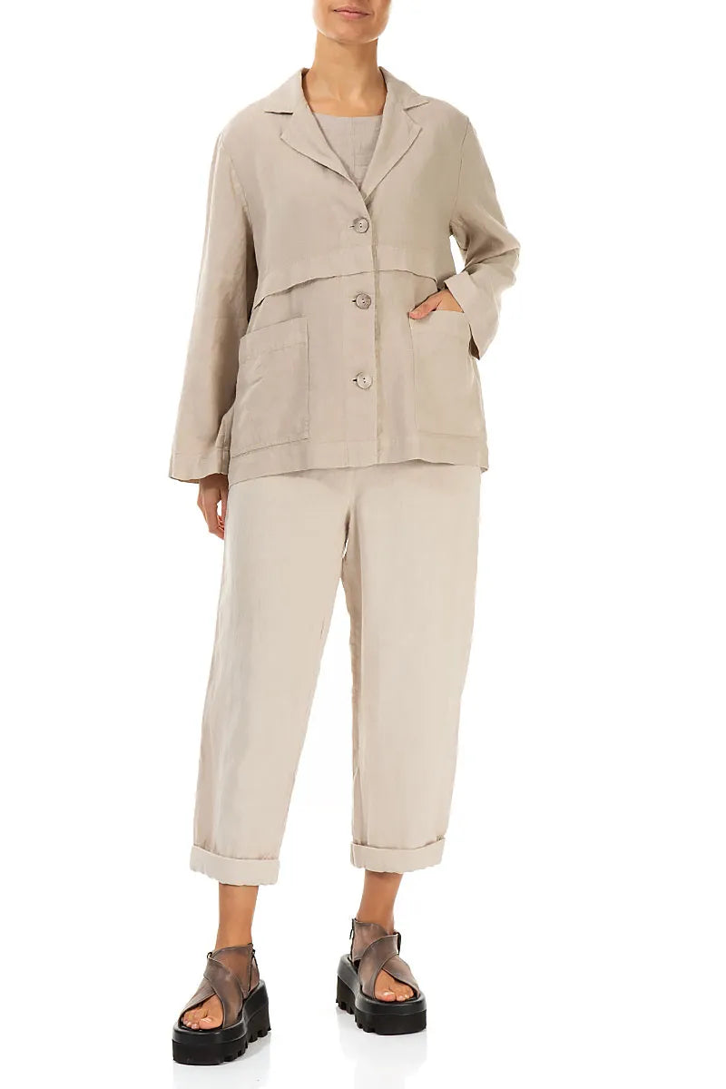 Softly Structured Beige Linen Jacket