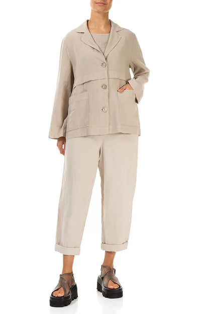 Softly Structured Beige Linen Jacket