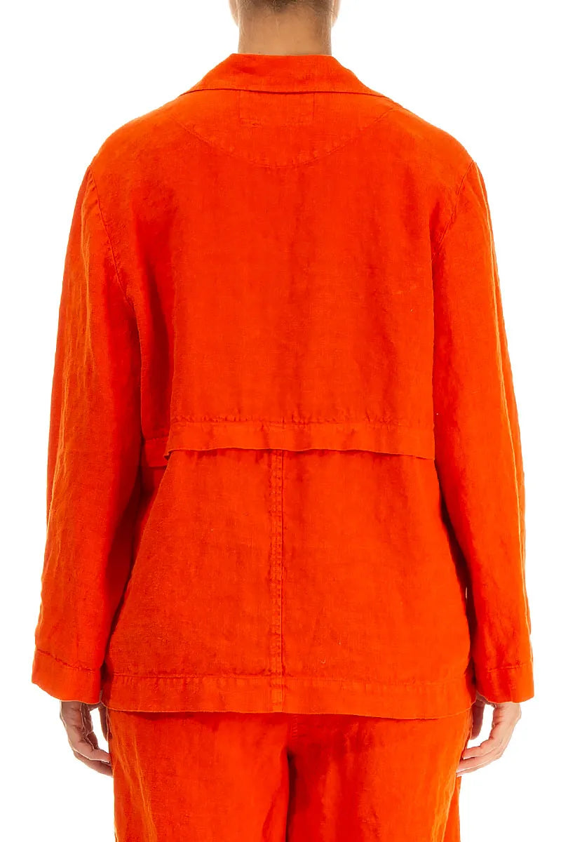 Softly Structured Flame Orange Linen Jacket 3