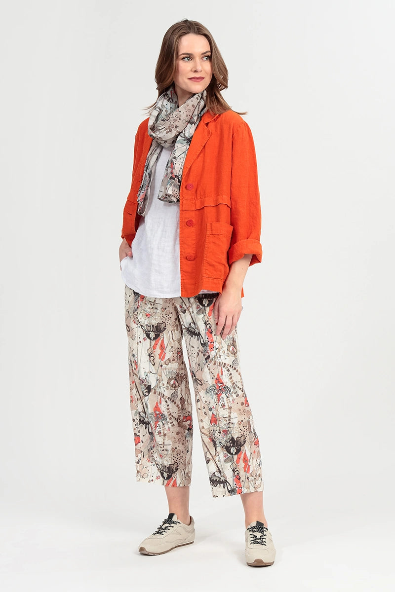 Softly Structured Flame Orange Linen Jacket 1