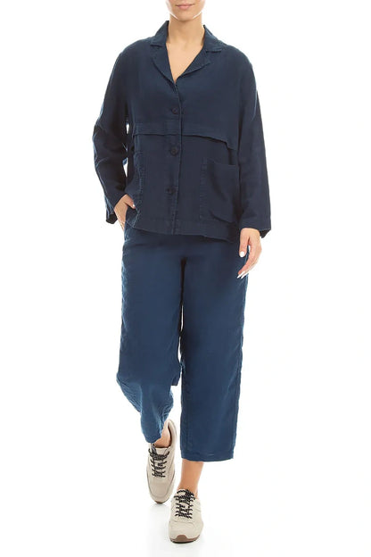 Softly Structured Navy Linen Jacket 4