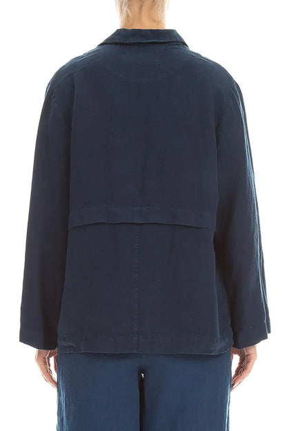 Softly Structured Navy Linen Jacket 2