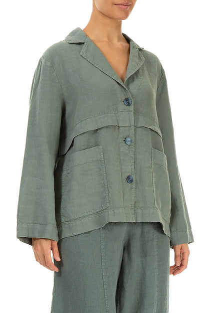 Softly Structured Sage Linen Jacket 3