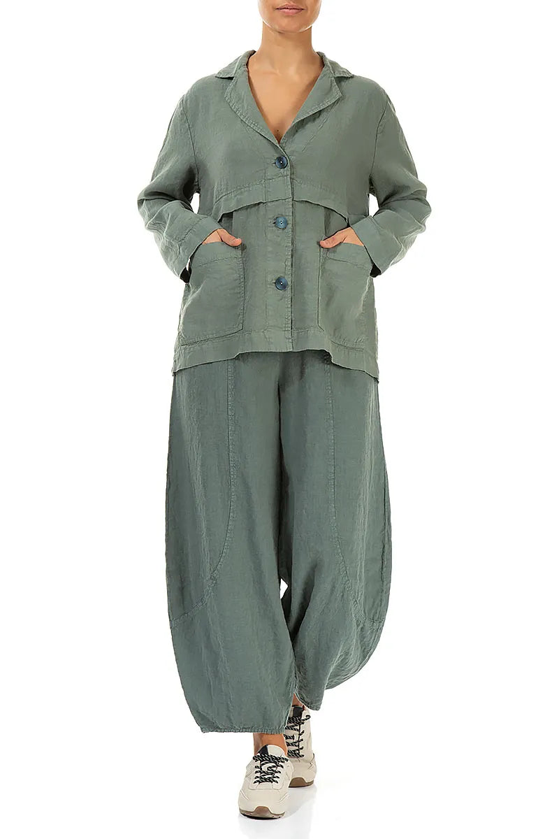 Softly Structured Sage Linen Jacket 4