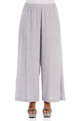 Split Hem Floral Lilac Grey Silk Trousers 1
