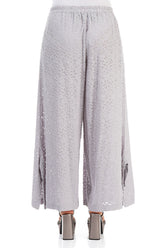 Split Hem Floral Lilac Grey Silk Trousers 2