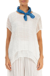 Square Cobalt Blue Silk Cotton Scarf 1