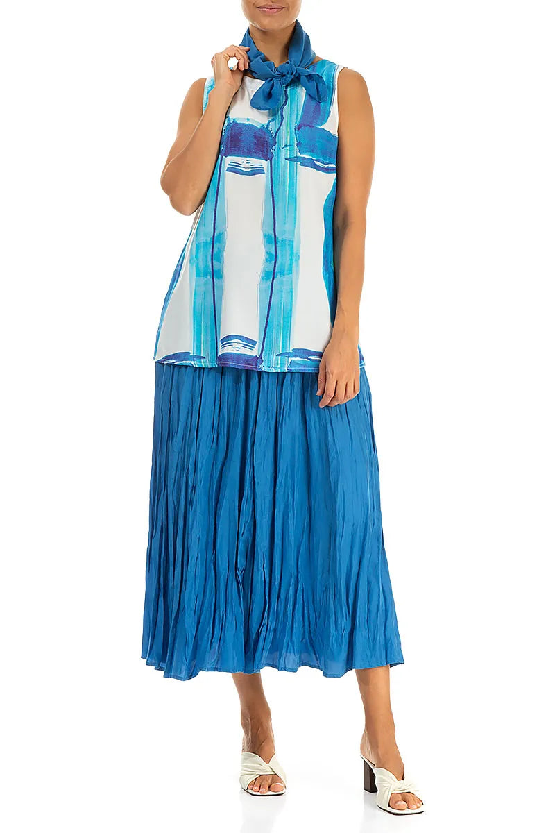 Square Cobalt Blue Silk Cotton Scarf