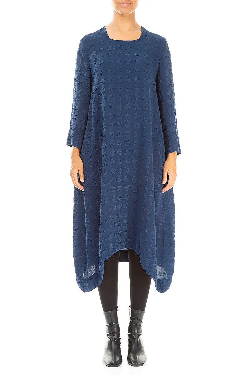 Seidenkleid in Königsblau mit eckigem Ausschnitt