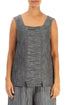 Square Neck Crinkled Anthracite Silk Linen Blouse 1