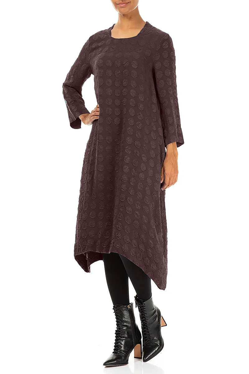 Square Neck Deep Plum Bubble Silk Dress 4