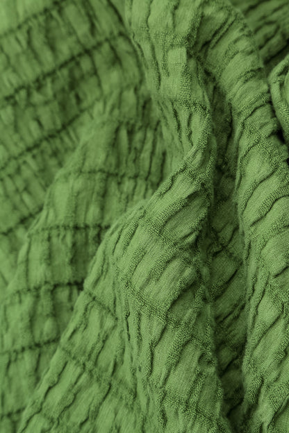 Square Neck Shamrock Green Textured Linen Tunic 5