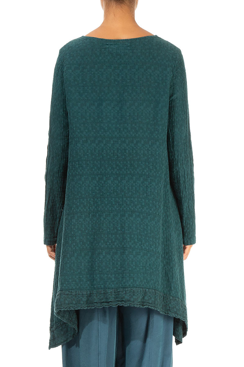 Square Neck Teal Textured Linen Tunic 2
