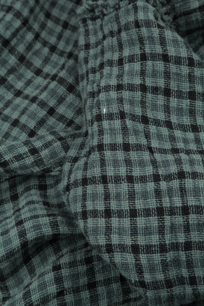 Straight Back Seam Sage Check Linen Trousers 5