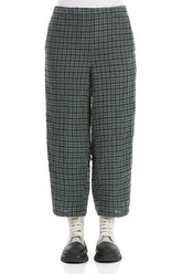Straight Back Seam Sage Check Linen Trousers 1