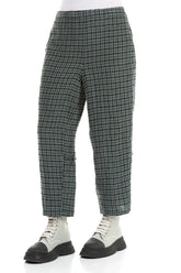 Straight Back Seam Sage Check Linen Trousers 3