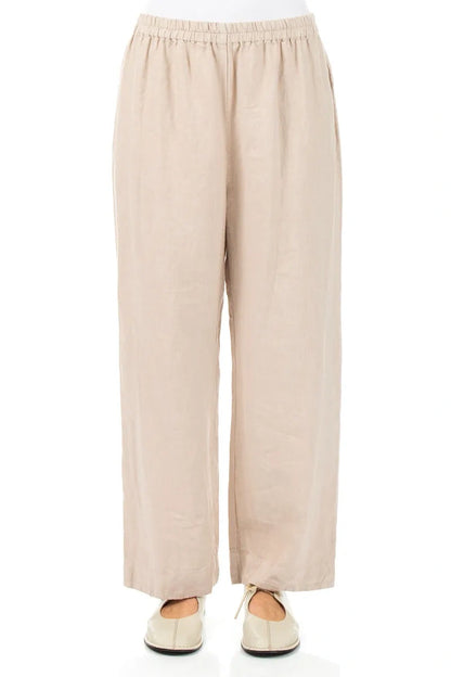 Straight Beige Linen Trousers 1