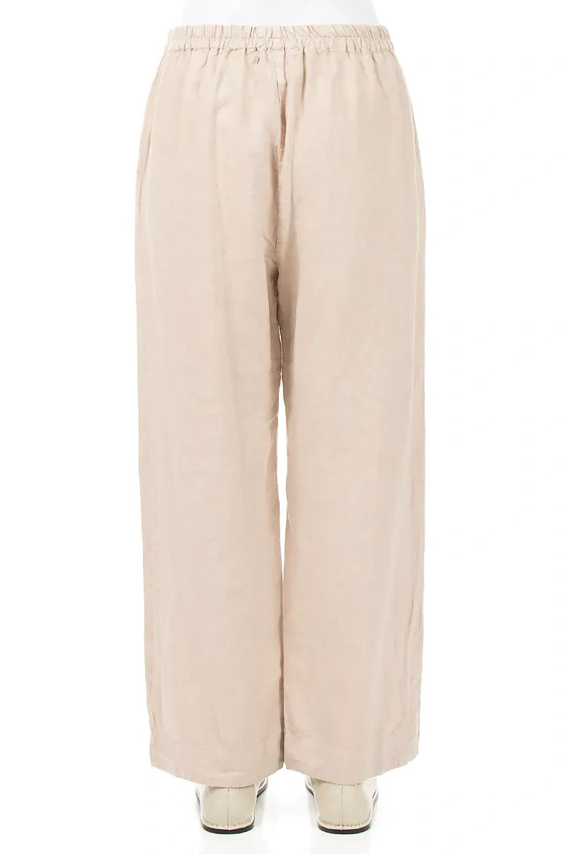 Straight Beige Linen Trousers 2