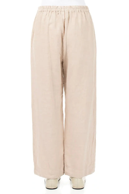 Straight Beige Linen Trousers 2