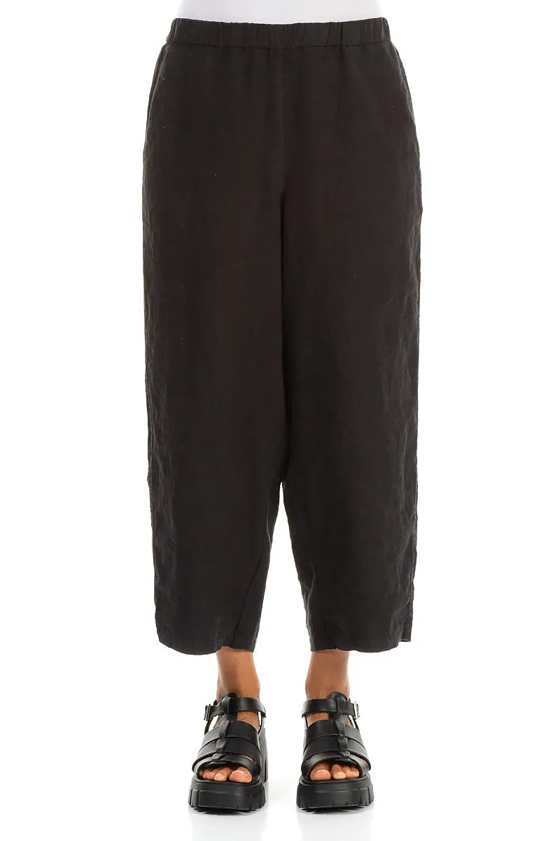 Straight Black Linen Trousers 1