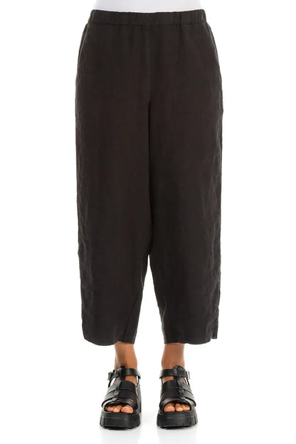 Straight Black Linen Trousers 1
