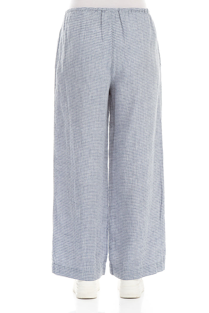 Straight Blue Stripe Linen Trousers 2