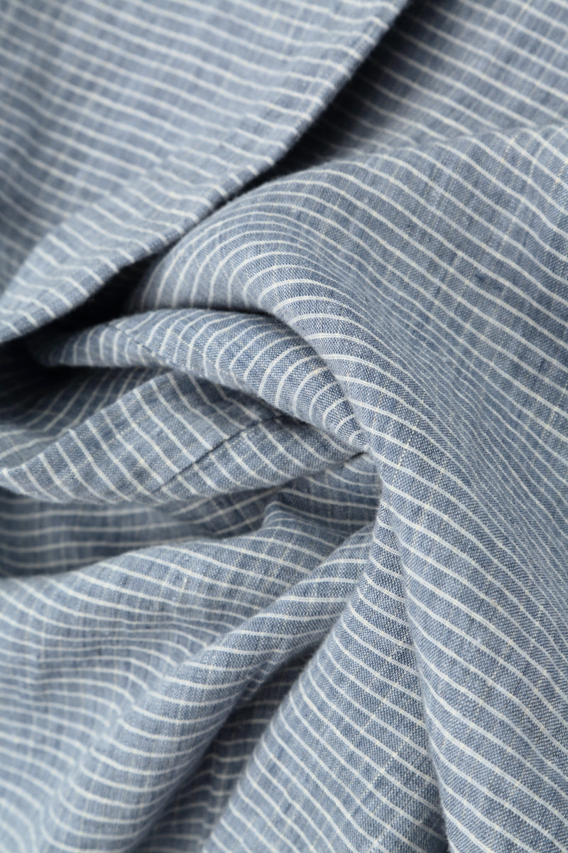 Straight Blue Stripe Linen Trousers 5