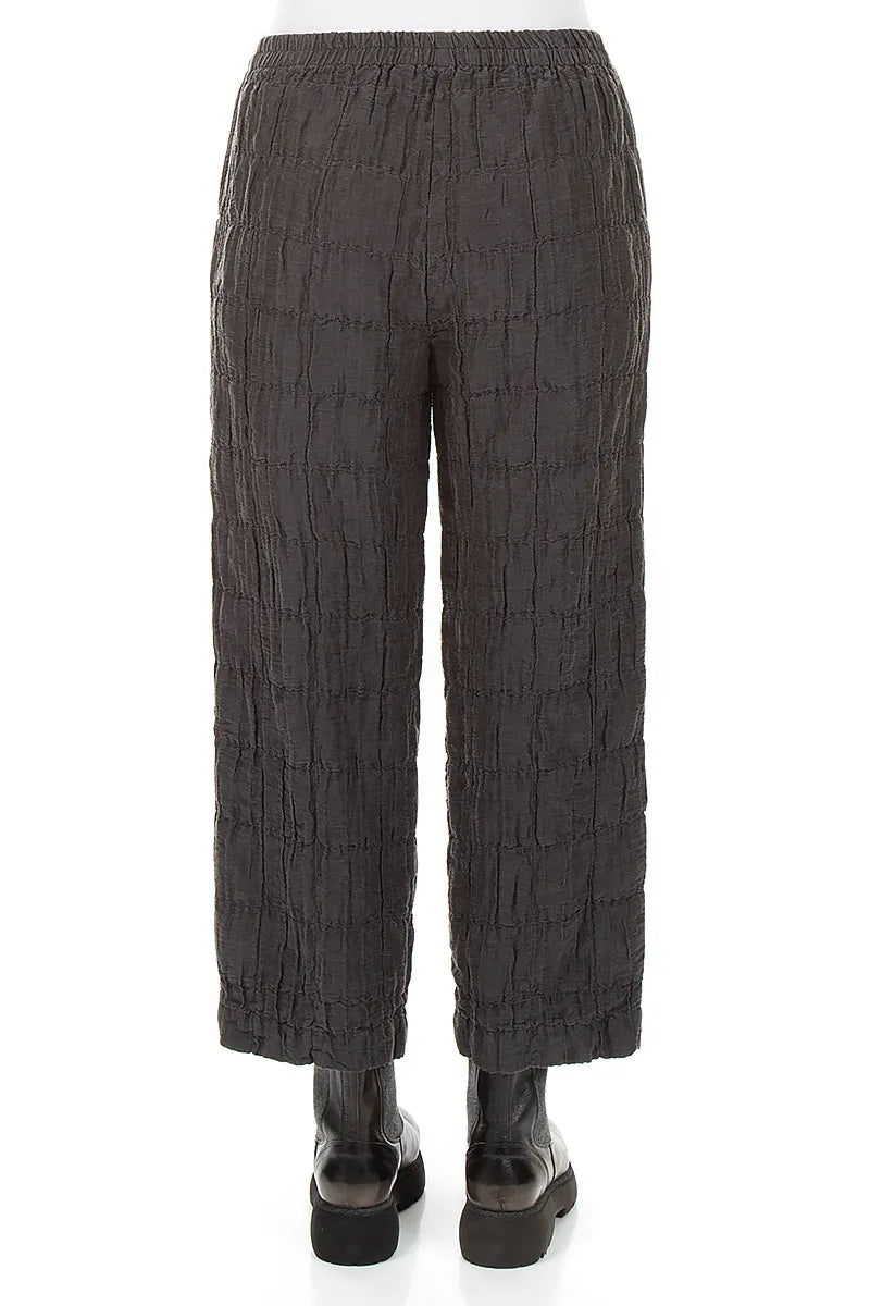 Straight Charcoal Pleated Silk Linen Trousers 2