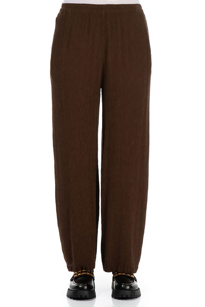 Straight Chocolate Silk Viscose Trousers