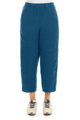 Straight Cobalt Blue Linen Trousers 1