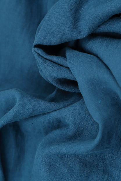 Straight Cobalt Blue Linen Trousers 4