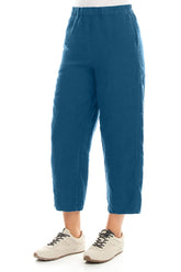 Straight Cobalt Blue Linen Trousers 3