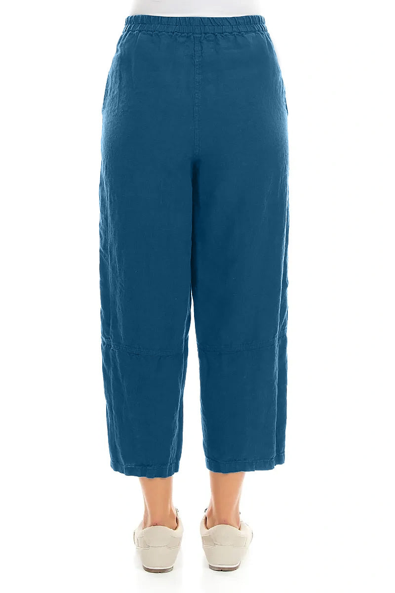Straight Cobalt Blue Linen Trousers 2