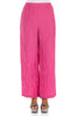 Straight Crinkled Fuchsia Silk Linen Trousers 1