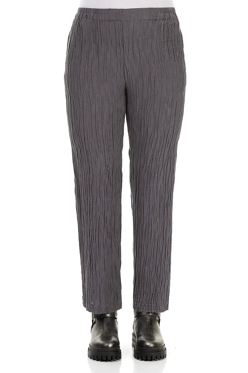 Straight Crinkled Iron Silk Trousers 1