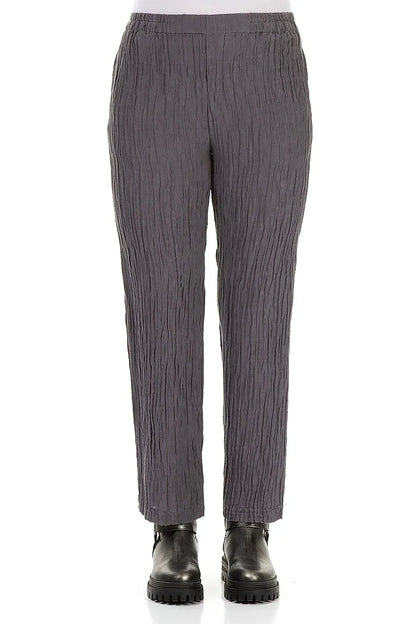 Straight Crinkled Iron Silk Trousers 1