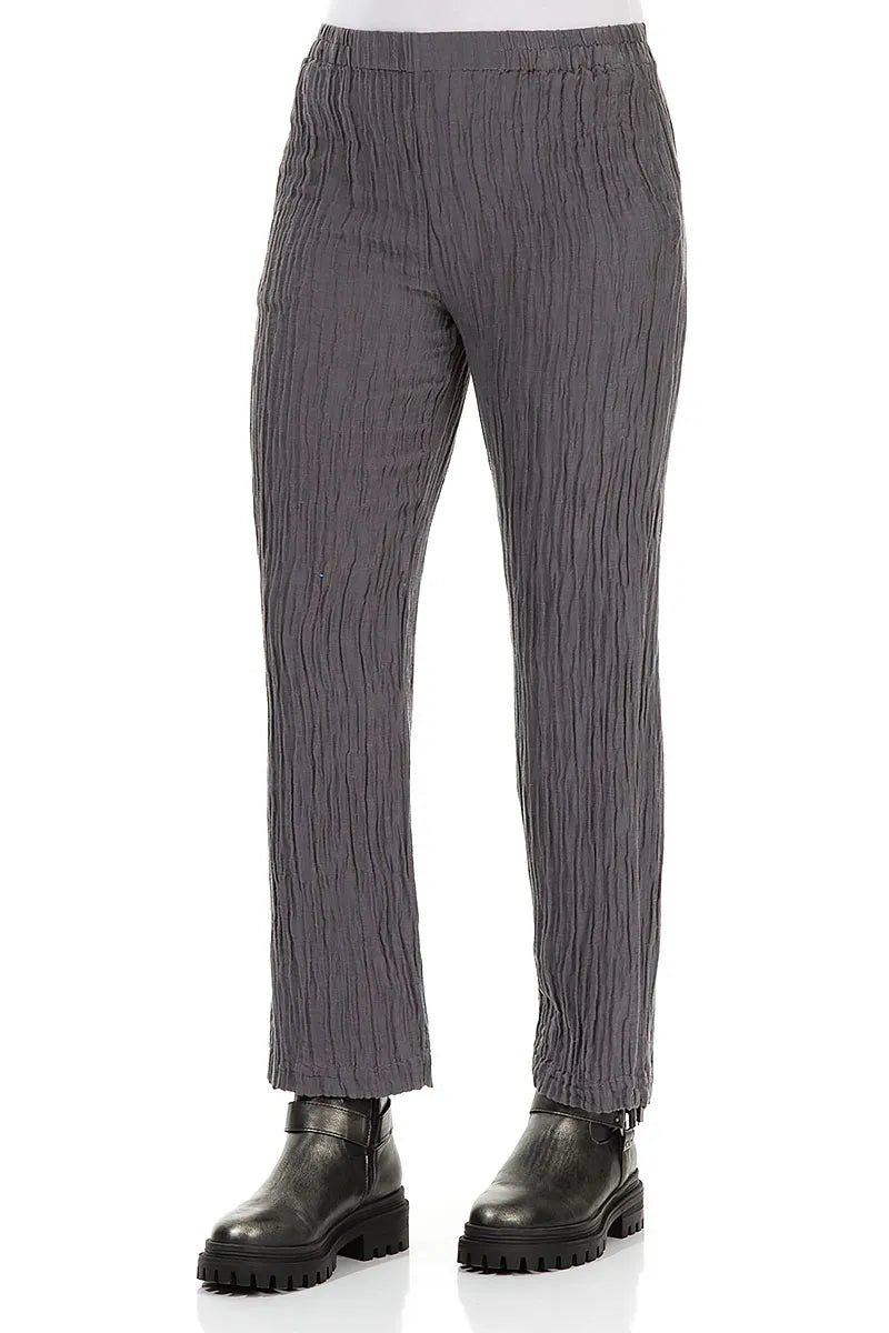 Straight Crinkled Iron Silk Trousers 3
