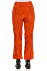 Straight Crinkled Saffron Silk Linen Trousers 2