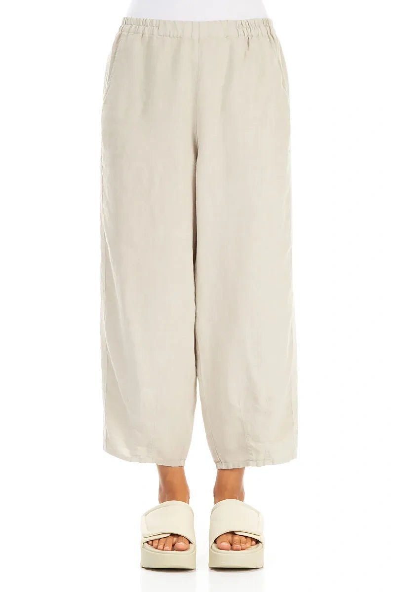 Straight Cropped Natural Linen Trousers 1