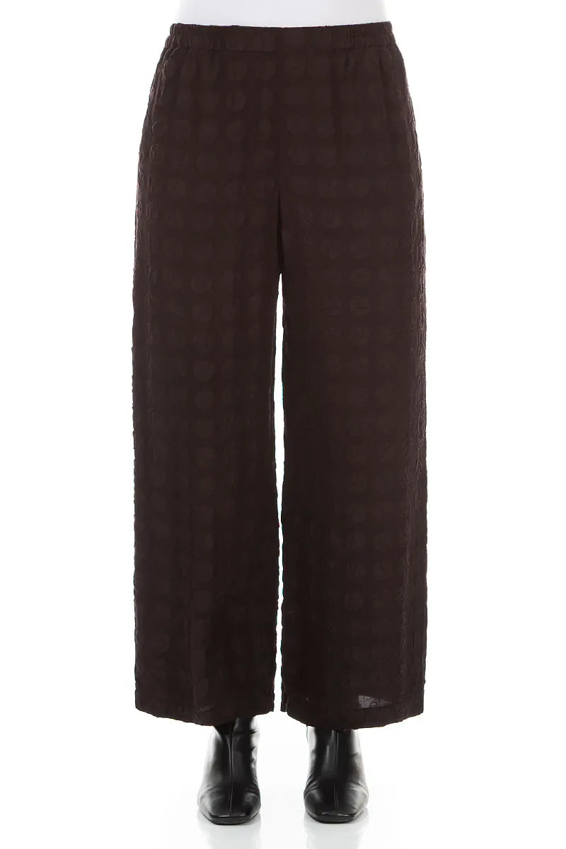 Pantalon droit en soie Bubble coloris prune foncé