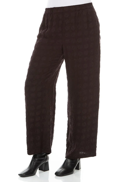 Pantalon droit en soie Bubble coloris prune foncé