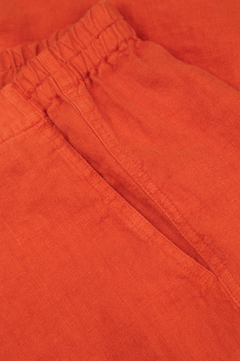 Straight Flame Orange Linen Trousers 5
