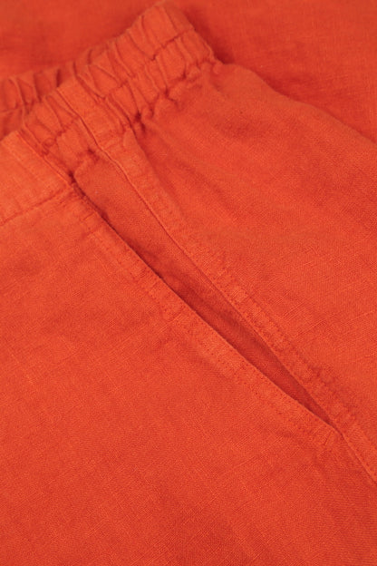 Straight Flame Orange Linen Trousers 5