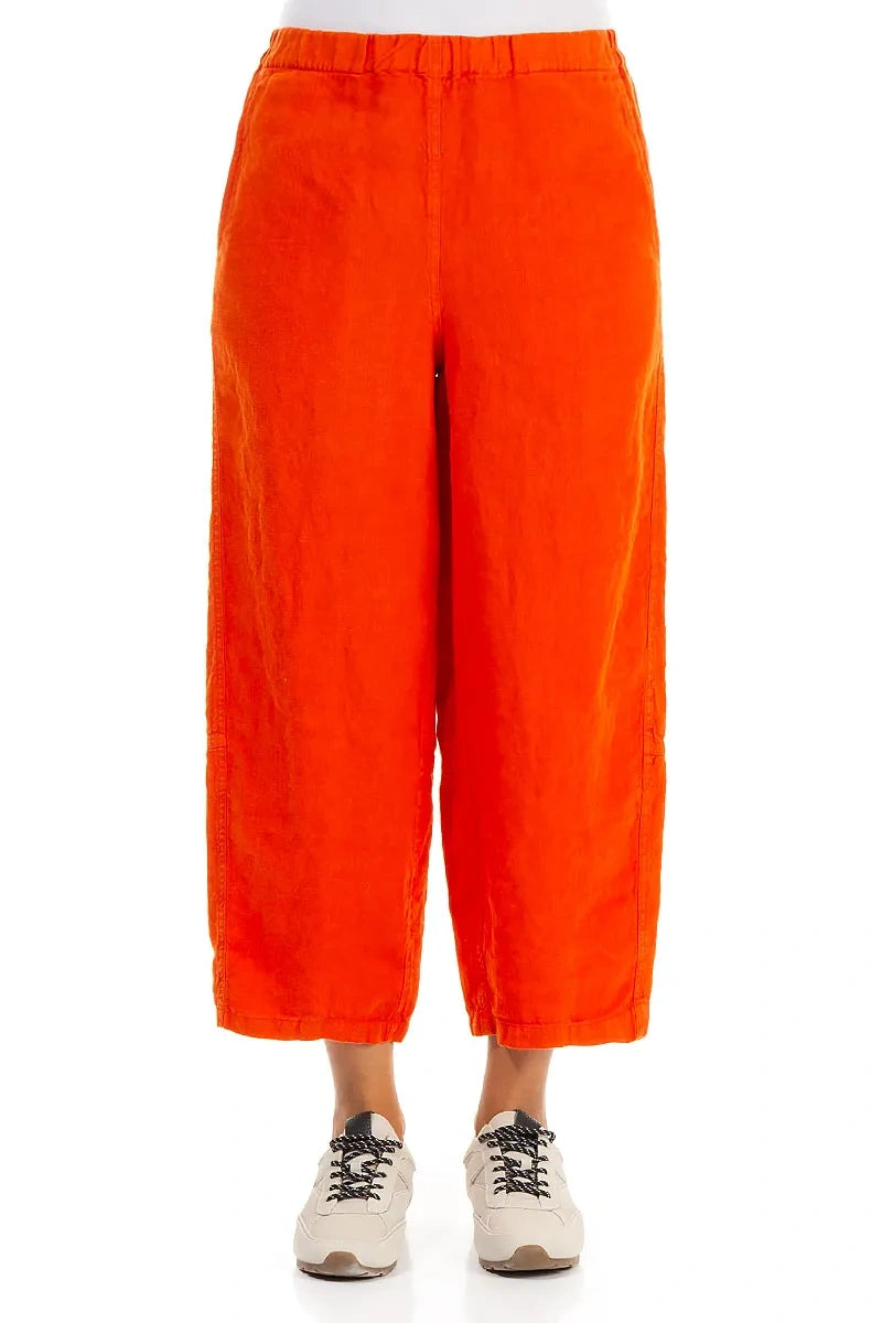 Straight Flame Orange Linen Trousers 1