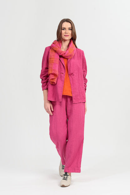 Straight Fuchsia Linen Trousers 6