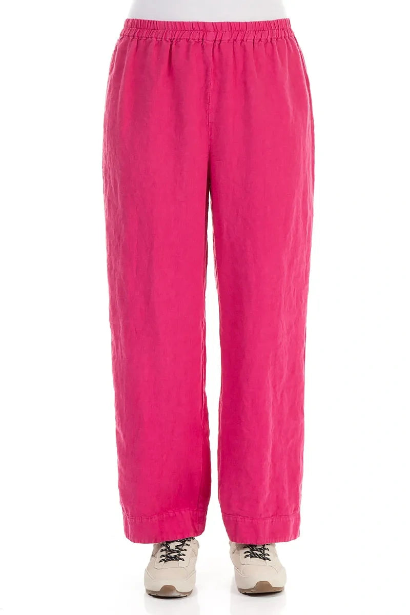 Straight Fuchsia Linen Trousers 1