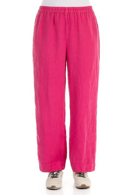 Straight Fuchsia Linen Trousers 1