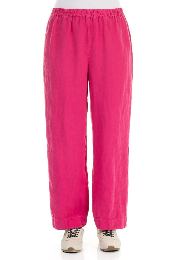 Straight Fuchsia Linen Trousers 1
