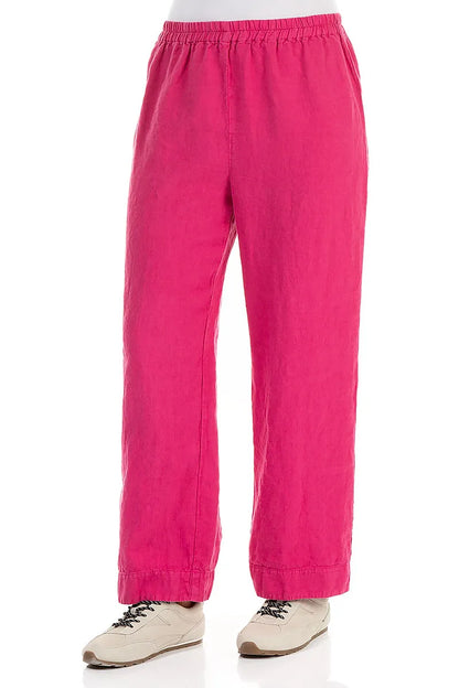 Straight Fuchsia Linen Trousers 3